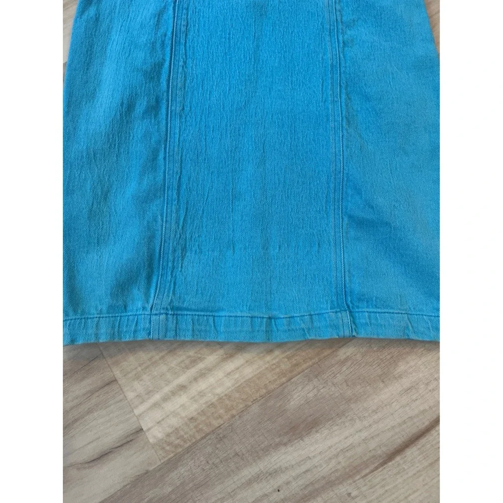 Studebaker Venice Vintage Denim Sheath Dress‎ Turquoise Blue V-Neck Mini Size M